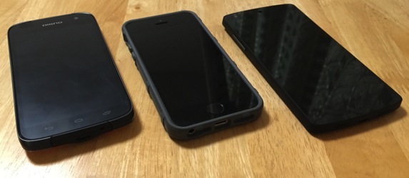 DIGNO T、iPhone 5s、Nexus 5