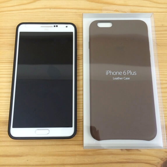 Galaxy note3とiPhone 6 Plus 純正レザーケース